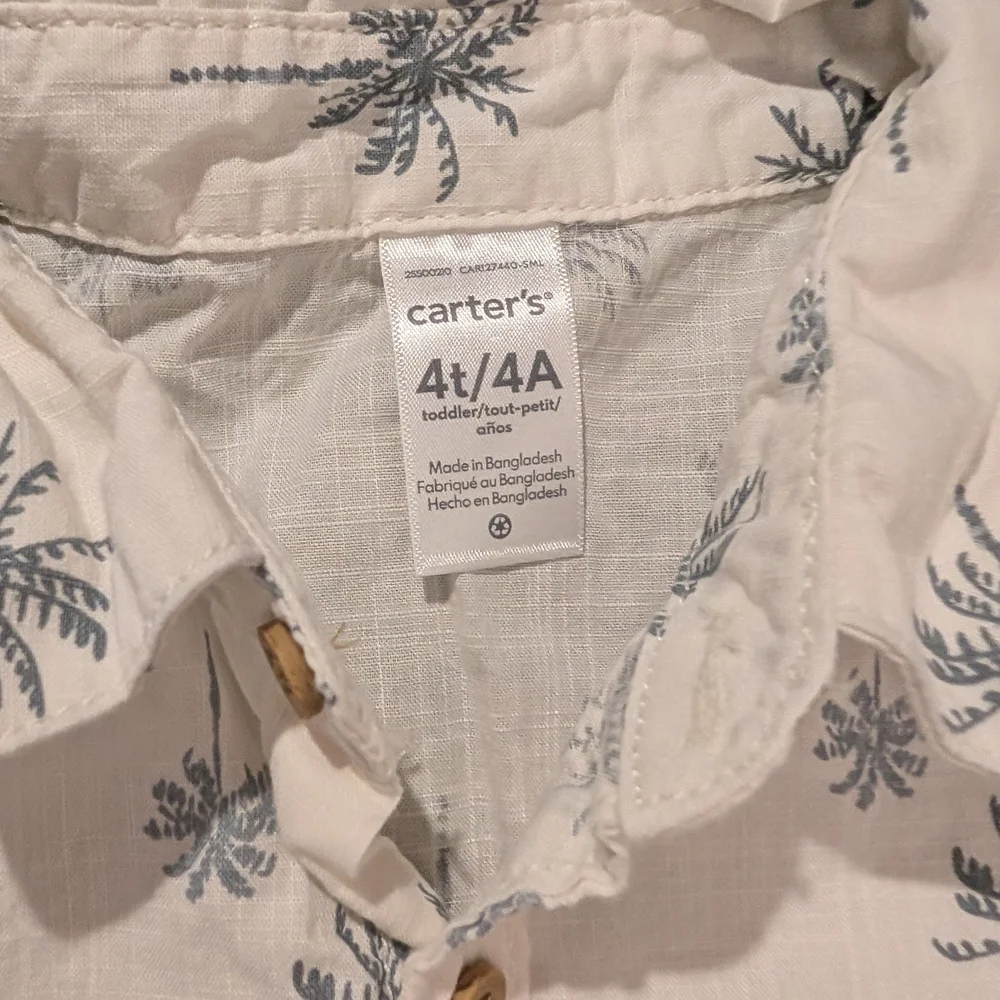 Carter's Toddler Boys Cotton Palm Tree-Print Shirt & Shorts, 2-Piece Set Size 4T